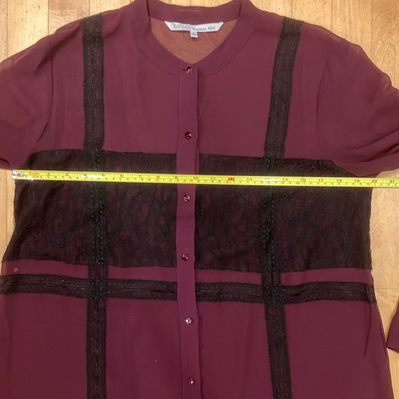 2/$20 Sheer purple Rachel Roy blouse lace panels Large - Picture 3 of 10